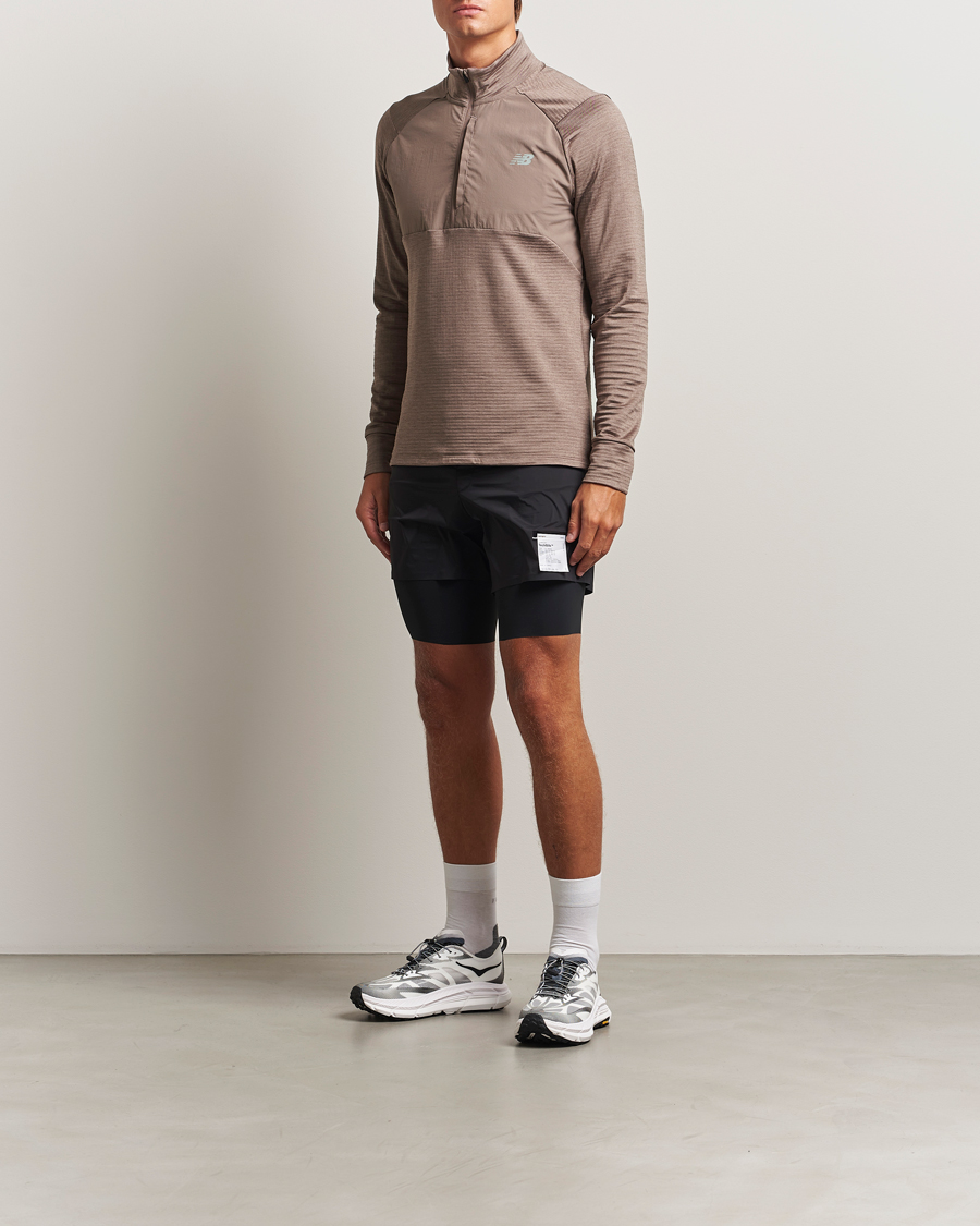 Herr | Tröjor | New Balance Running | Heat Grid Half Zip Earth Shadow Heather