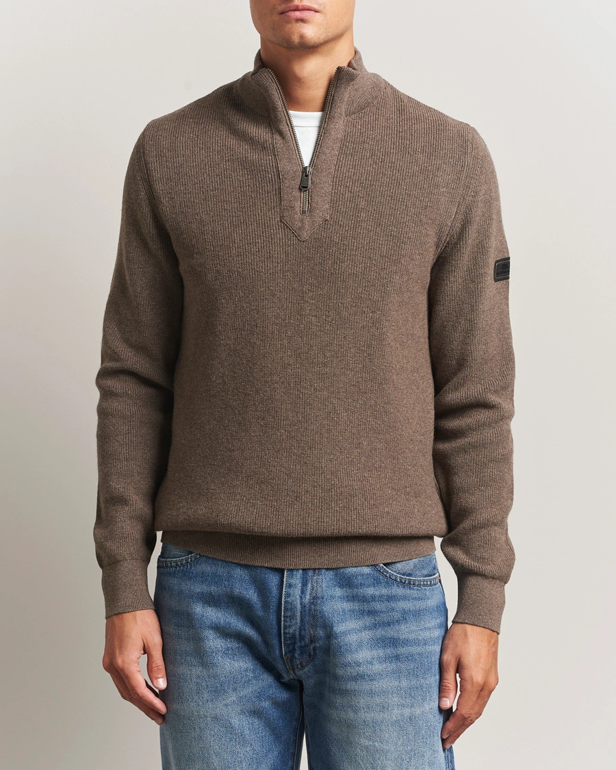 Herr | Tröjor | Barbour International | Crawley Wool/Cotton Half Zip Brindle