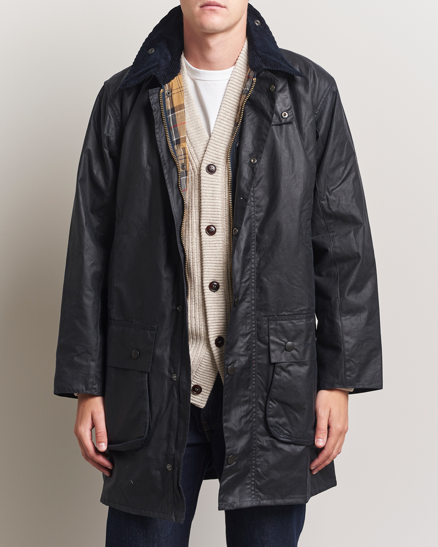 Herr | Jackor | Barbour Lifestyle | Border Wax Coat Navy