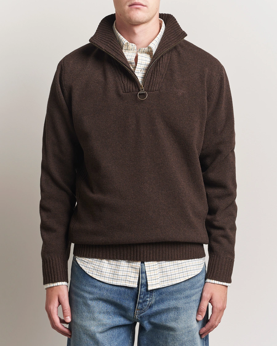 Herr | Tröjor | Barbour Lifestyle | Essential Lambswool Half Zip Dark Oak