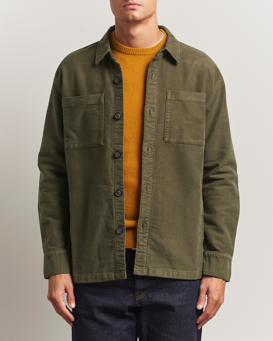 Herr | Skjortor | Barbour Lifestyle | Regular Moleskin Overshirt Dark Olive