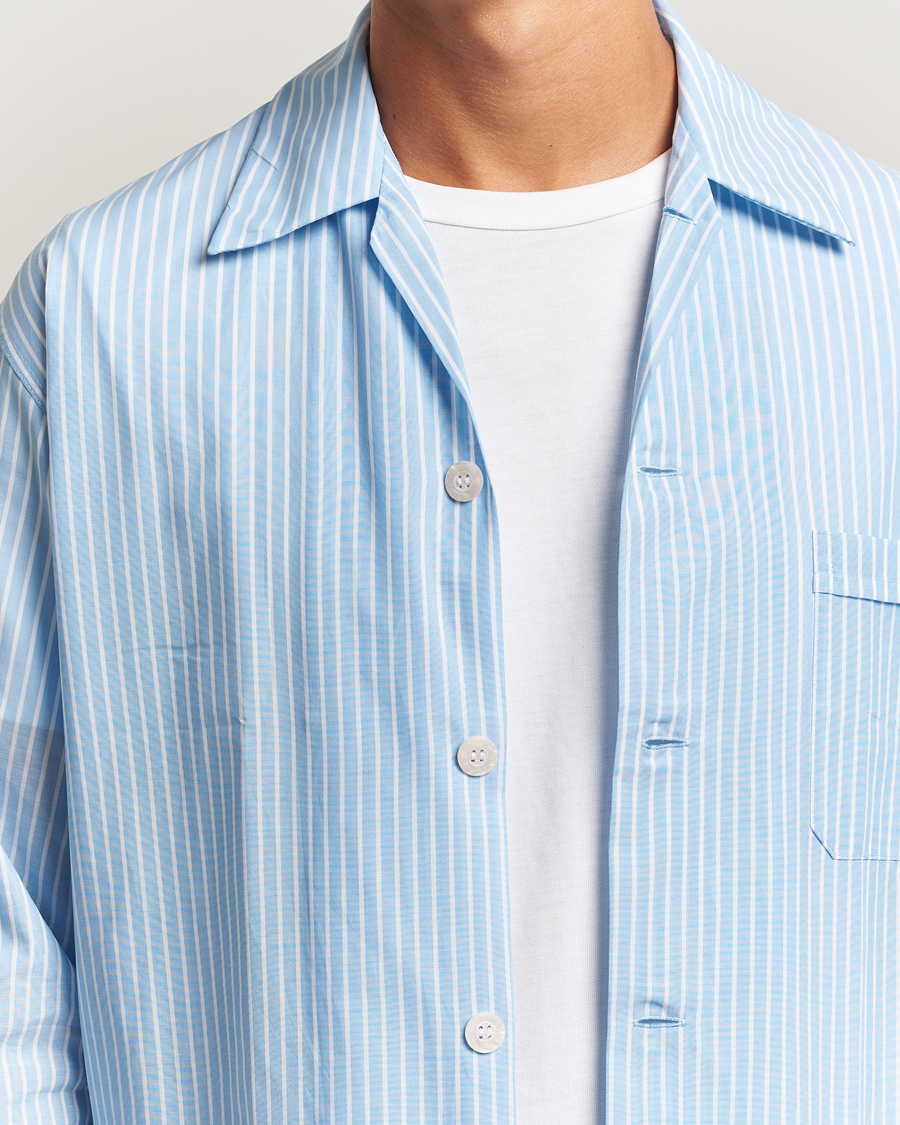 Herr | Pyjamas & Morgonrockar | Derek Rose | Striped Cotton Pyjama Set Light Blue