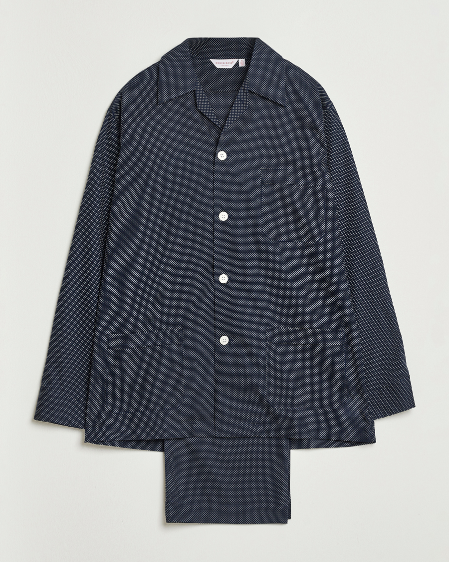 Herr | Pyjamas & Morgonrockar | Derek Rose | Printed Cotton Pyjama Set Navy