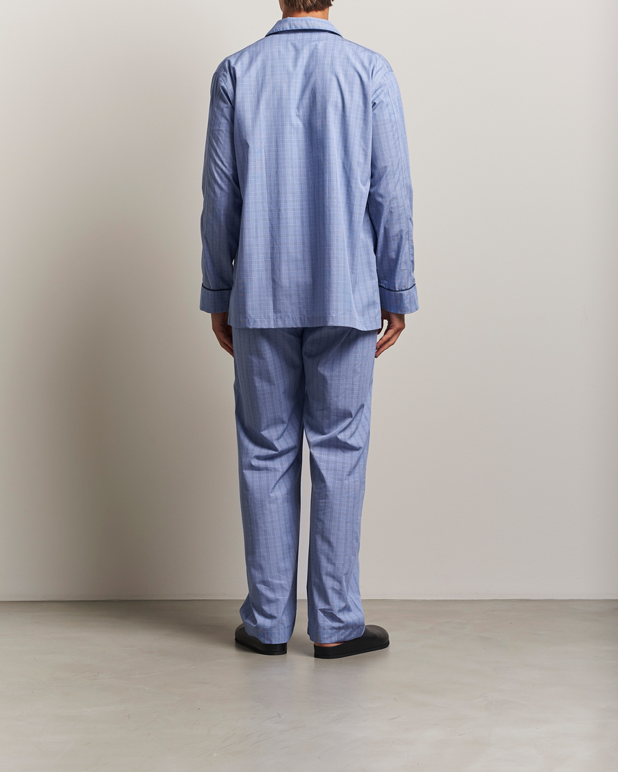 Herr | Pyjamas & Morgonrockar | Derek Rose | Piped Cotton Pyjama Set Light Blue