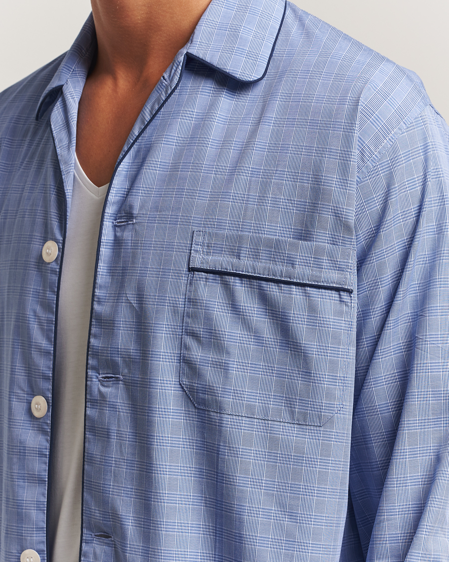 Herr | Pyjamas & Morgonrockar | Derek Rose | Piped Cotton Pyjama Set Light Blue