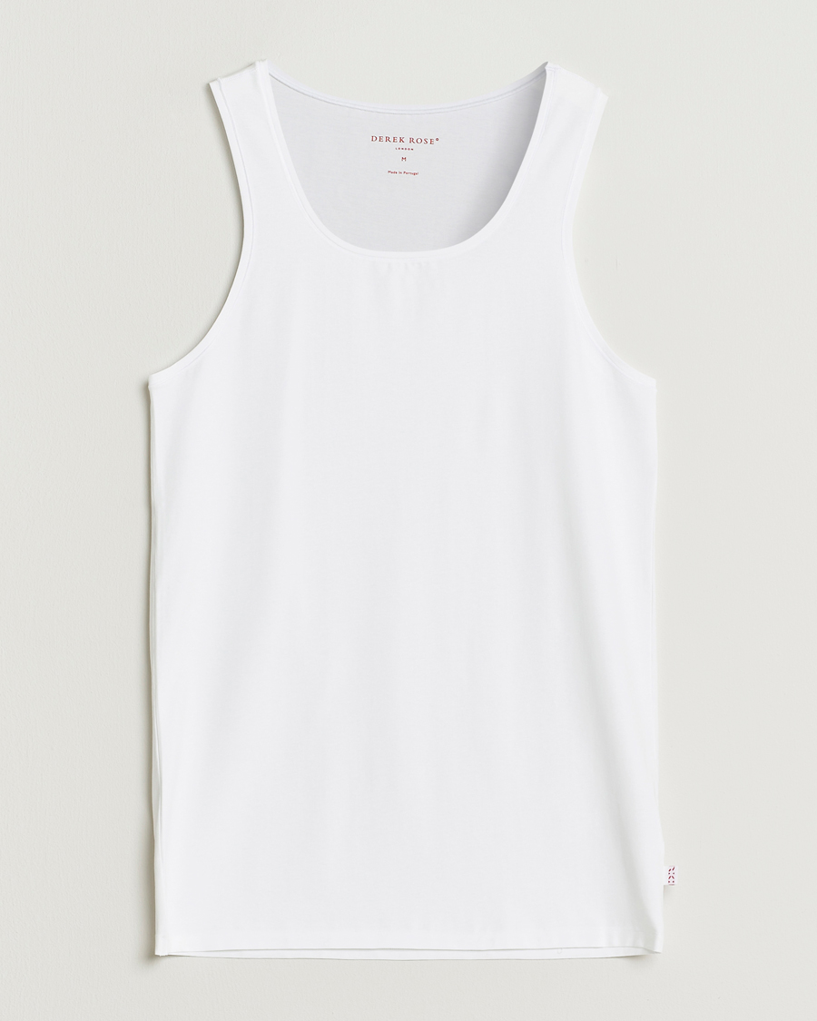 Herr | T-Shirts | Derek Rose | Pima Cotton Tank Top White