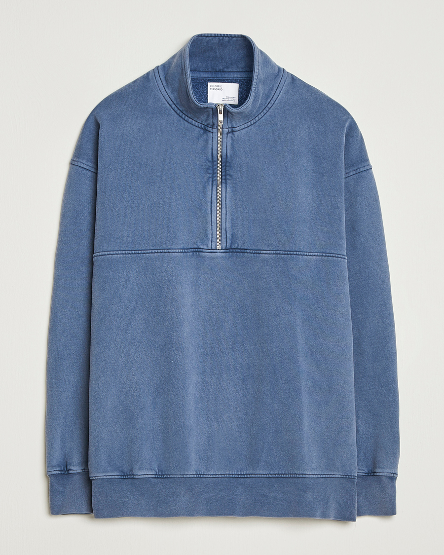 Herr | Tröjor | Colorful Standard | Classic Organic Half-Zip Neptune Blue