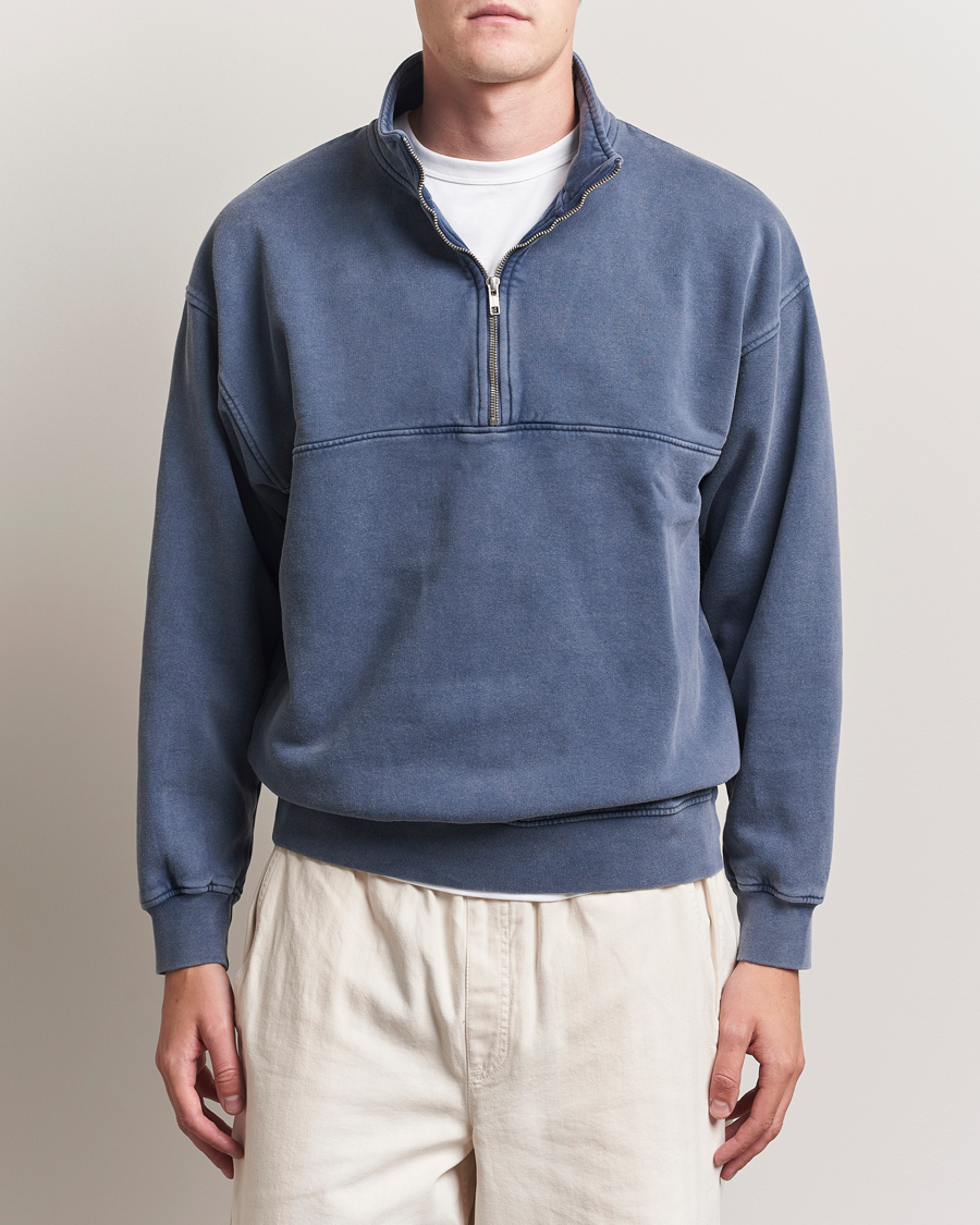 Herr | Tröjor | Colorful Standard | Classic Organic Half-Zip Neptune Blue