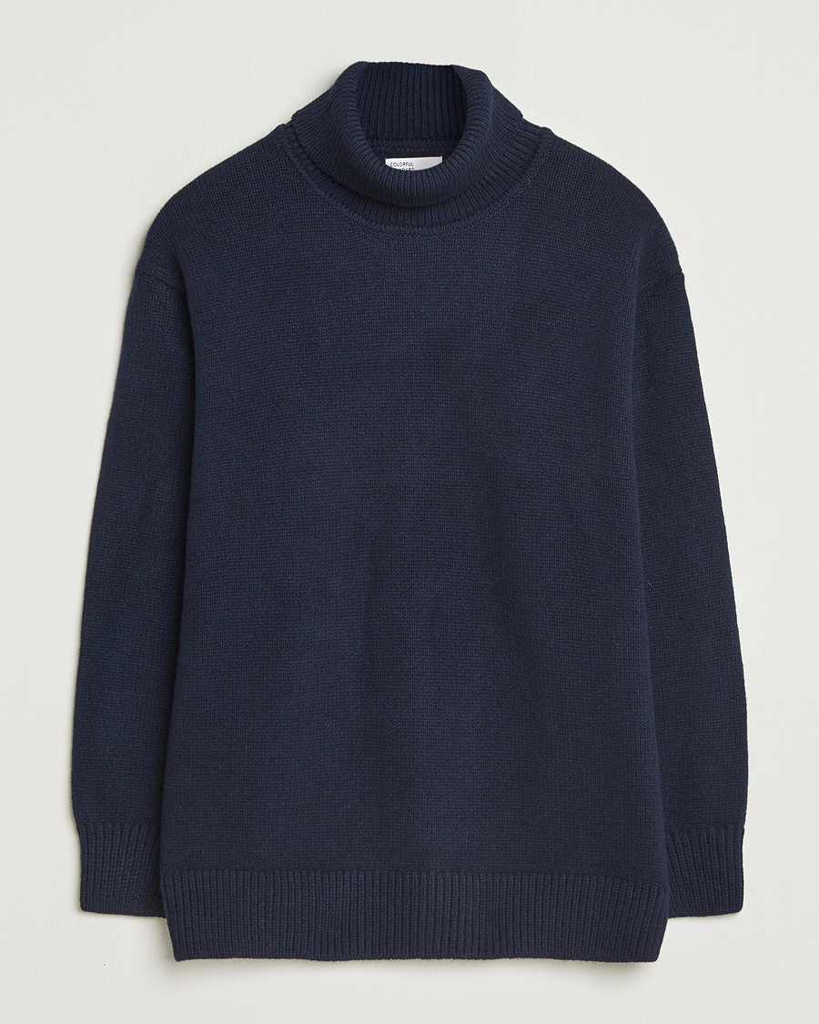 Herr | Tröjor | Colorful Standard | Merino Wool Turtleneck Navy Blue