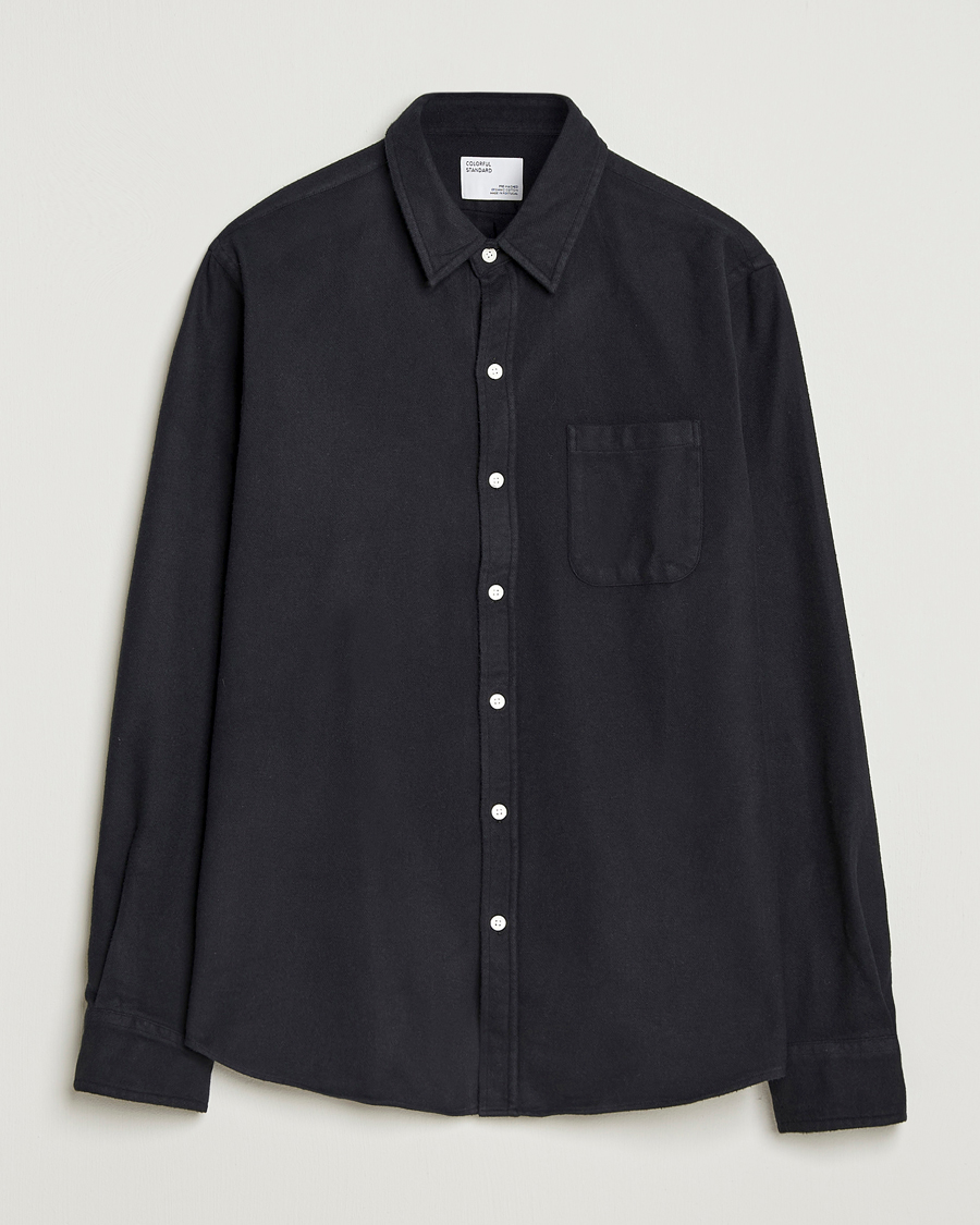 Herr | Skjortor | Colorful Standard | Organic Flannel Shirt Deep Black