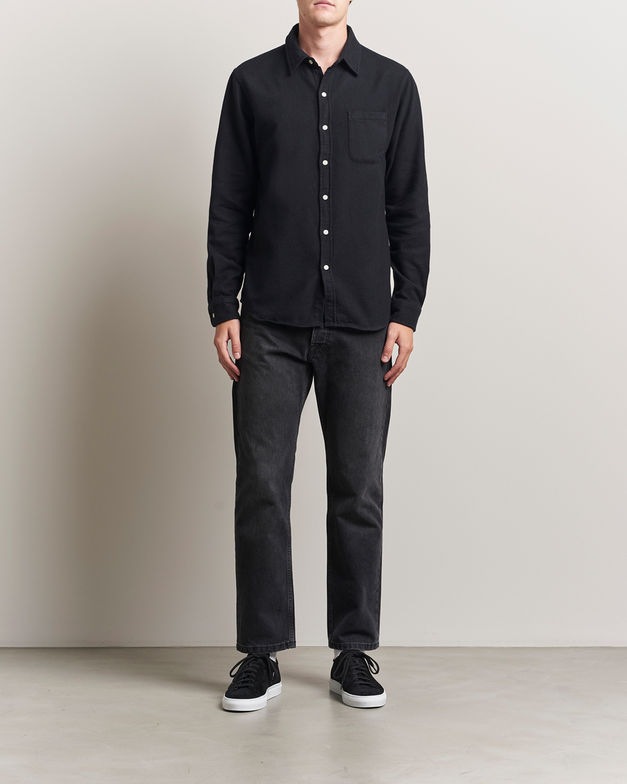 Herr | Skjortor | Colorful Standard | Organic Flannel Shirt Deep Black