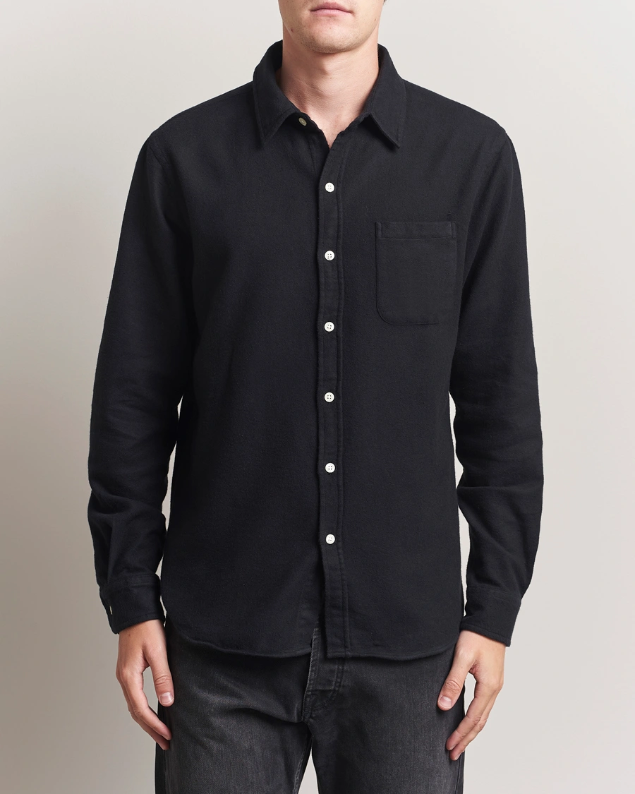 Herr | Skjortor | Colorful Standard | Organic Flannel Shirt Deep Black