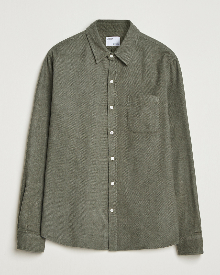 Herr | Skjortor | Colorful Standard | Organic Flannel Shirt Dusty Olive