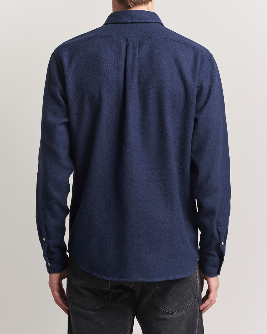 Herr | Skjortor | Colorful Standard | Organic Flannel Shirt Navy Blue