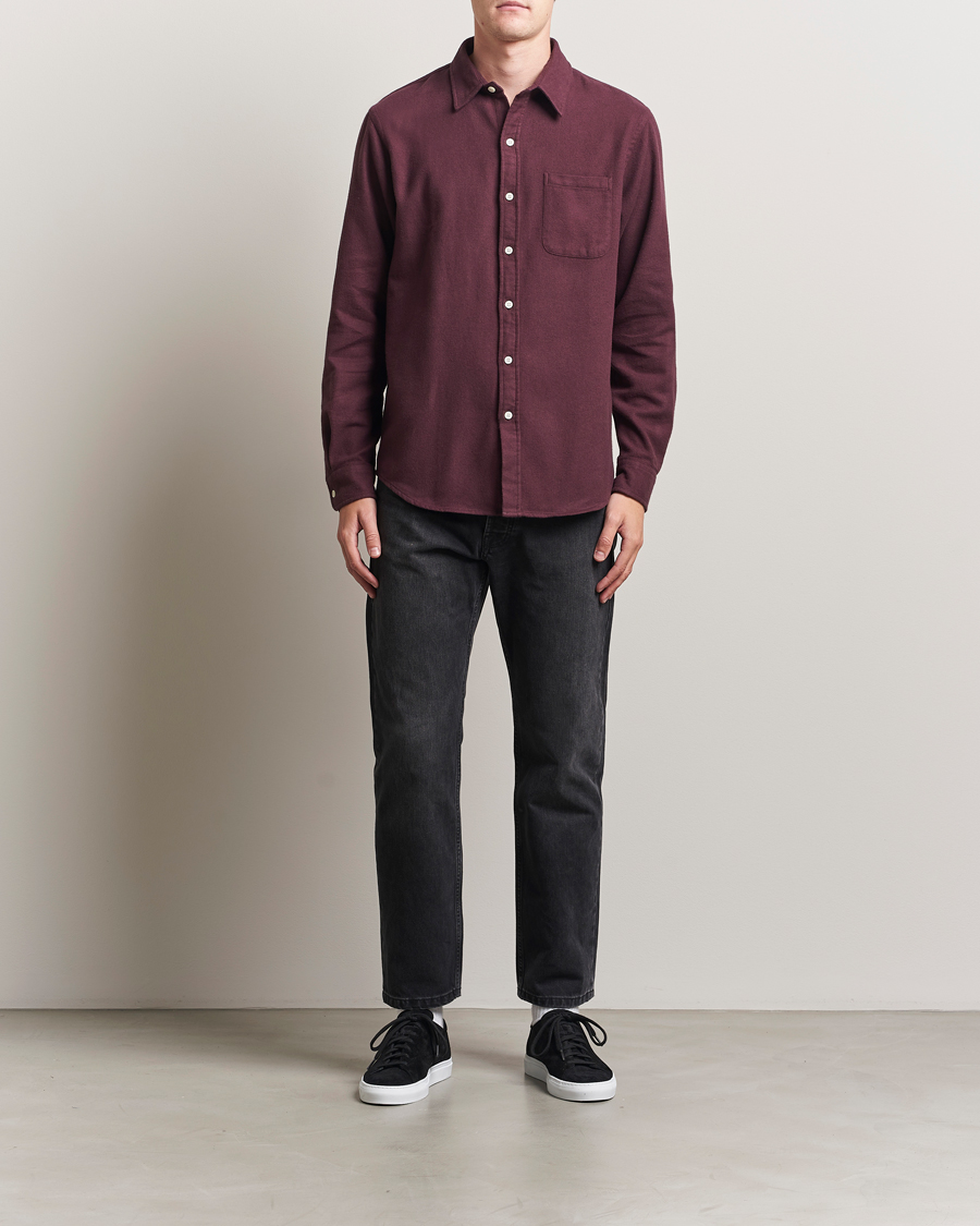Herr | Skjortor | Colorful Standard | Organic Flannel Shirt Oxblood Red