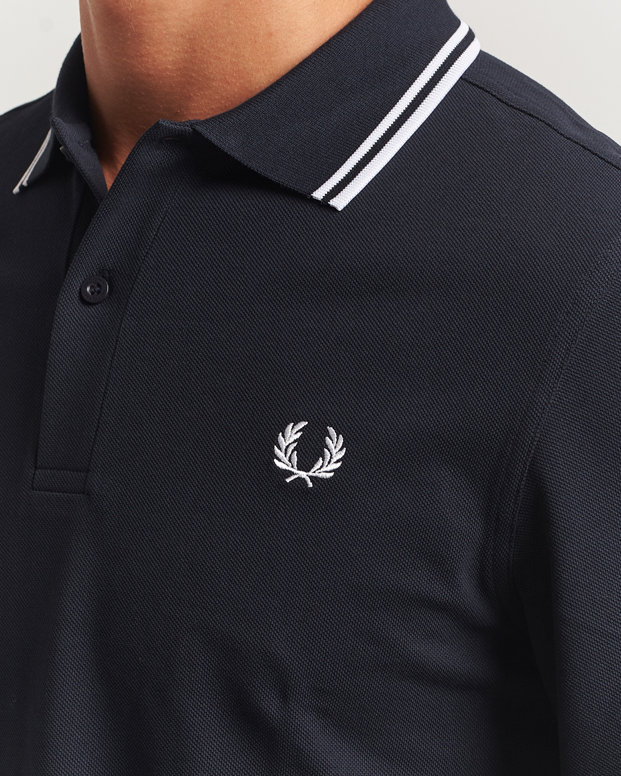 Herr | Pikéer | Fred Perry | Twin Tipped Long Sleeve Polo Shirt Navy