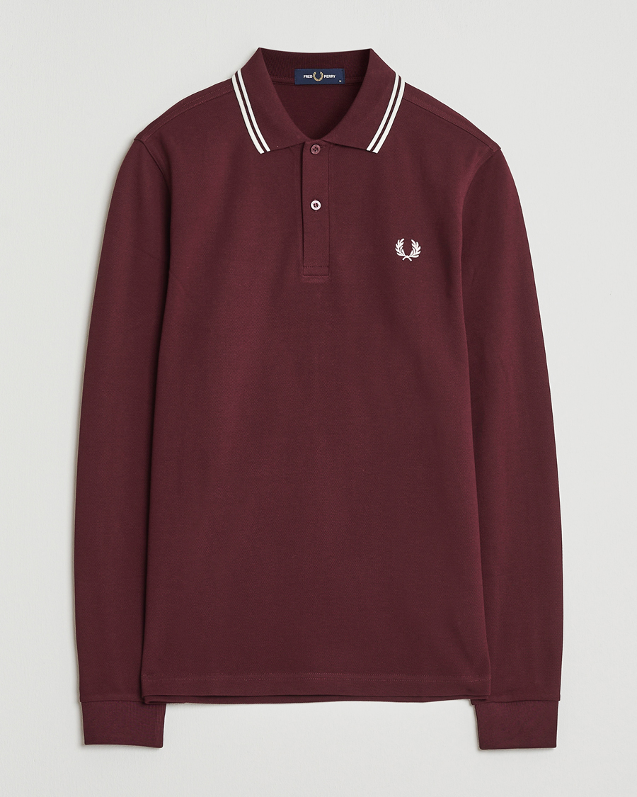 Herr | Pikéer | Fred Perry | Twin Tipped Long Sleeve Polo Shirt Oxblood