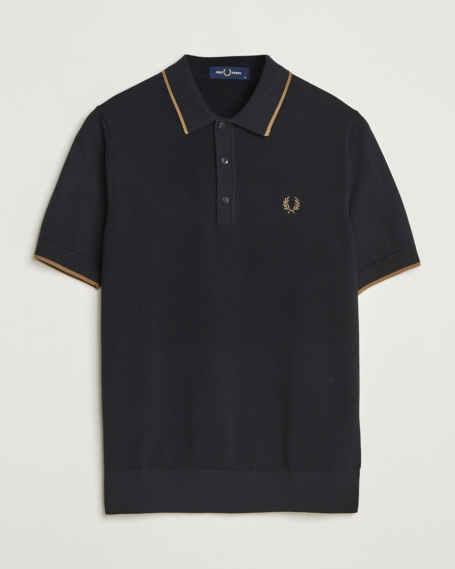 Herr | Pikéer | Fred Perry | Pique Knitted Tipped Polo Black