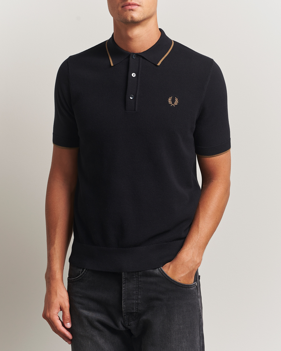 Herr | Pikéer | Fred Perry | Pique Knitted Tipped Polo Black