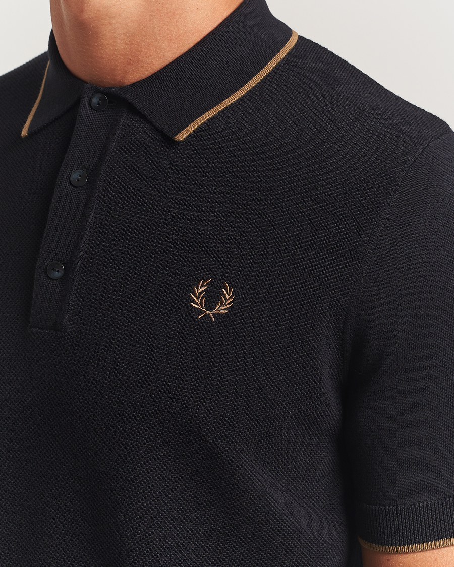 Herr | Pikéer | Fred Perry | Pique Knitted Tipped Polo Black