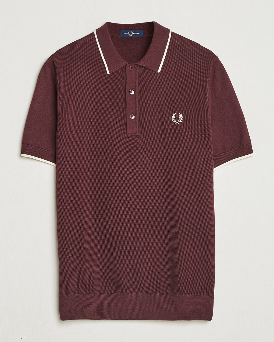 Herr | Pikéer | Fred Perry | Pique Knitted Tipped Polo Oxblood