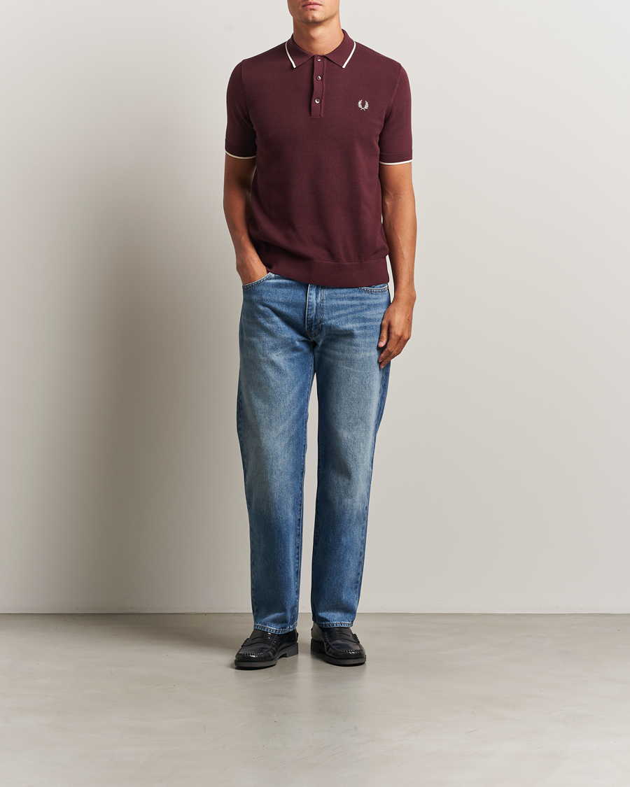 Herr | Pikéer | Fred Perry | Pique Knitted Tipped Polo Oxblood