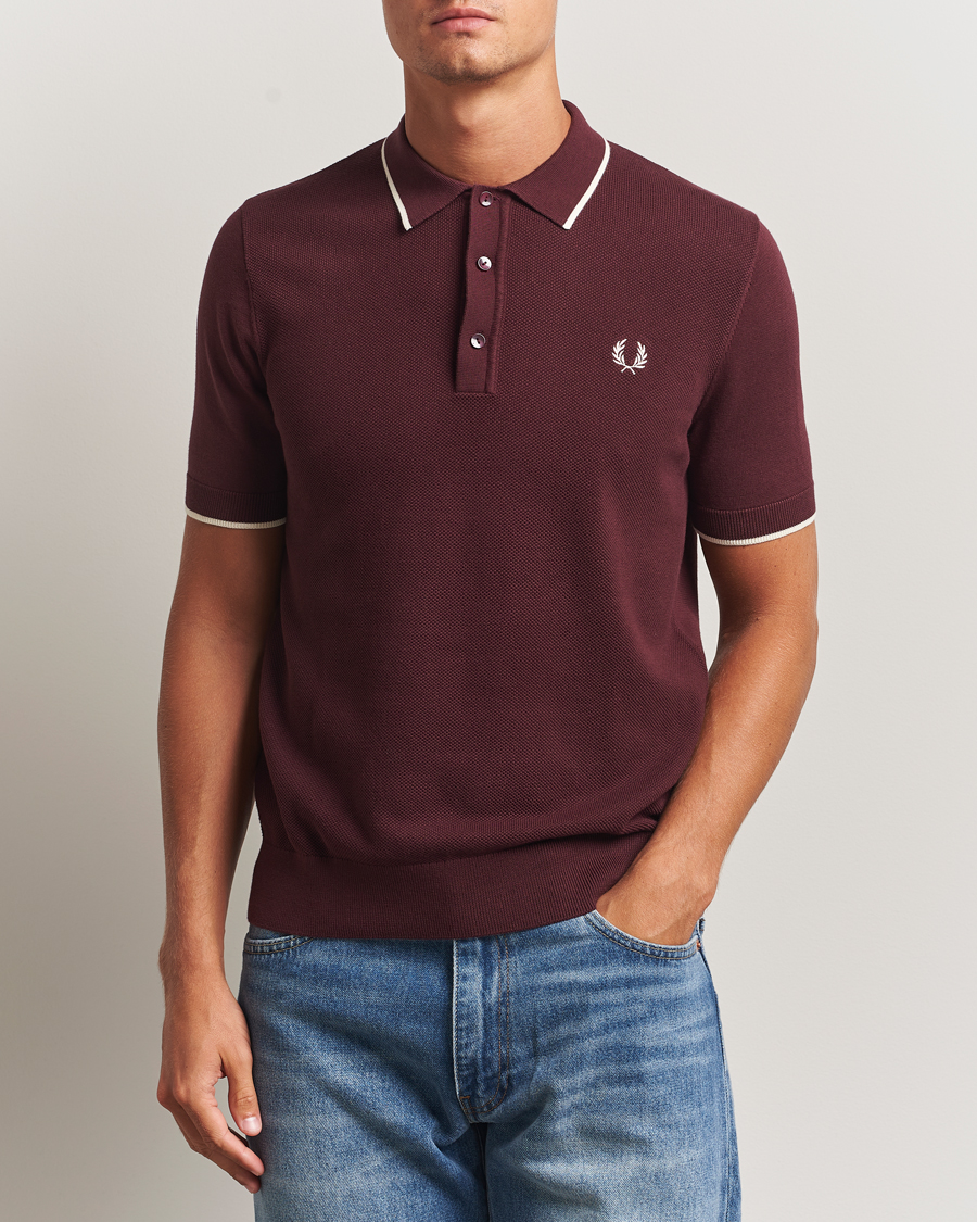 Herr | Pikéer | Fred Perry | Pique Knitted Tipped Polo Oxblood