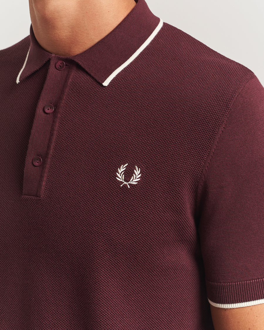 Herr | Pikéer | Fred Perry | Pique Knitted Tipped Polo Oxblood