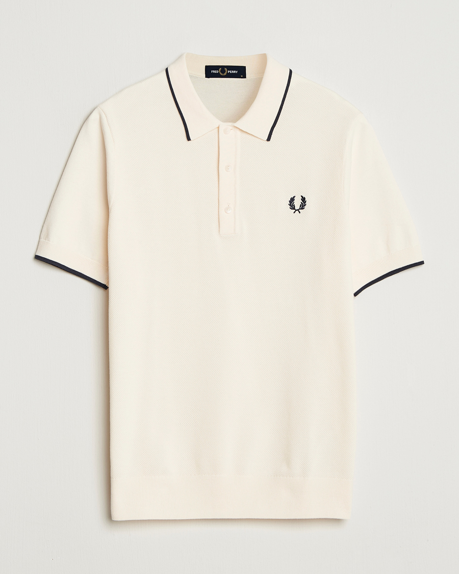Herr | Pikéer | Fred Perry | Pique Knitted Tipped Polo Ecru