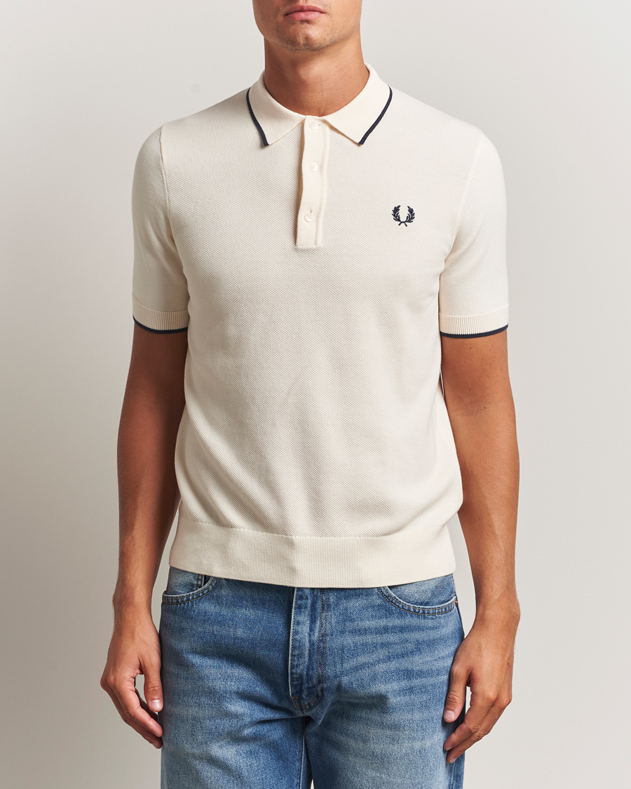 Herr | Pikéer | Fred Perry | Pique Knitted Tipped Polo Ecru