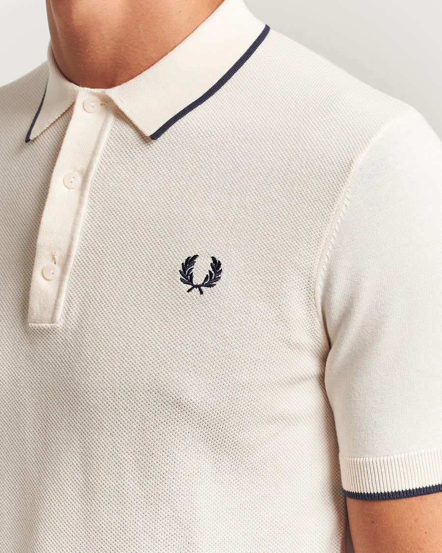 Herr | Pikéer | Fred Perry | Pique Knitted Tipped Polo Ecru