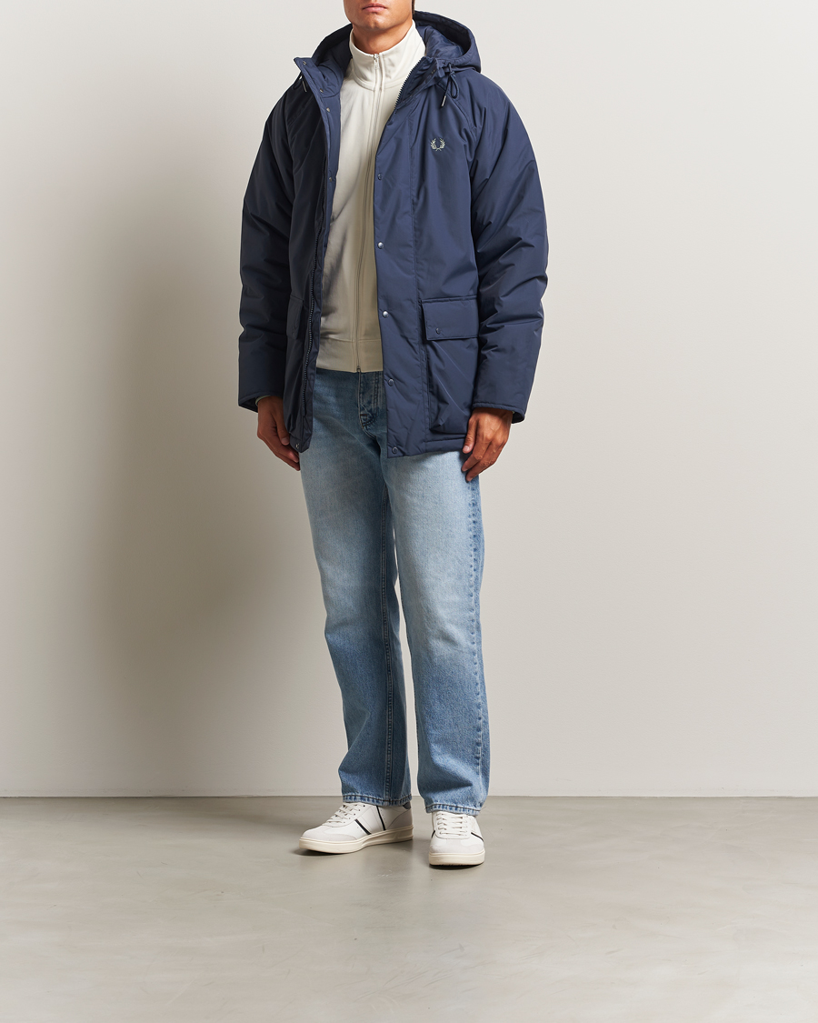 Herr | Jackor | Fred Perry | Stockport Padded Hooded Jacket Dark Airforce