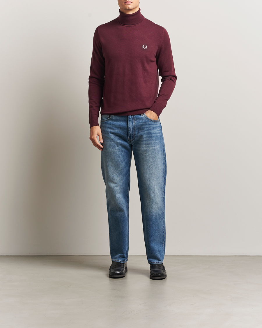 Herr | Tröjor | Fred Perry | Classic Rollnock Jumper Oxblood