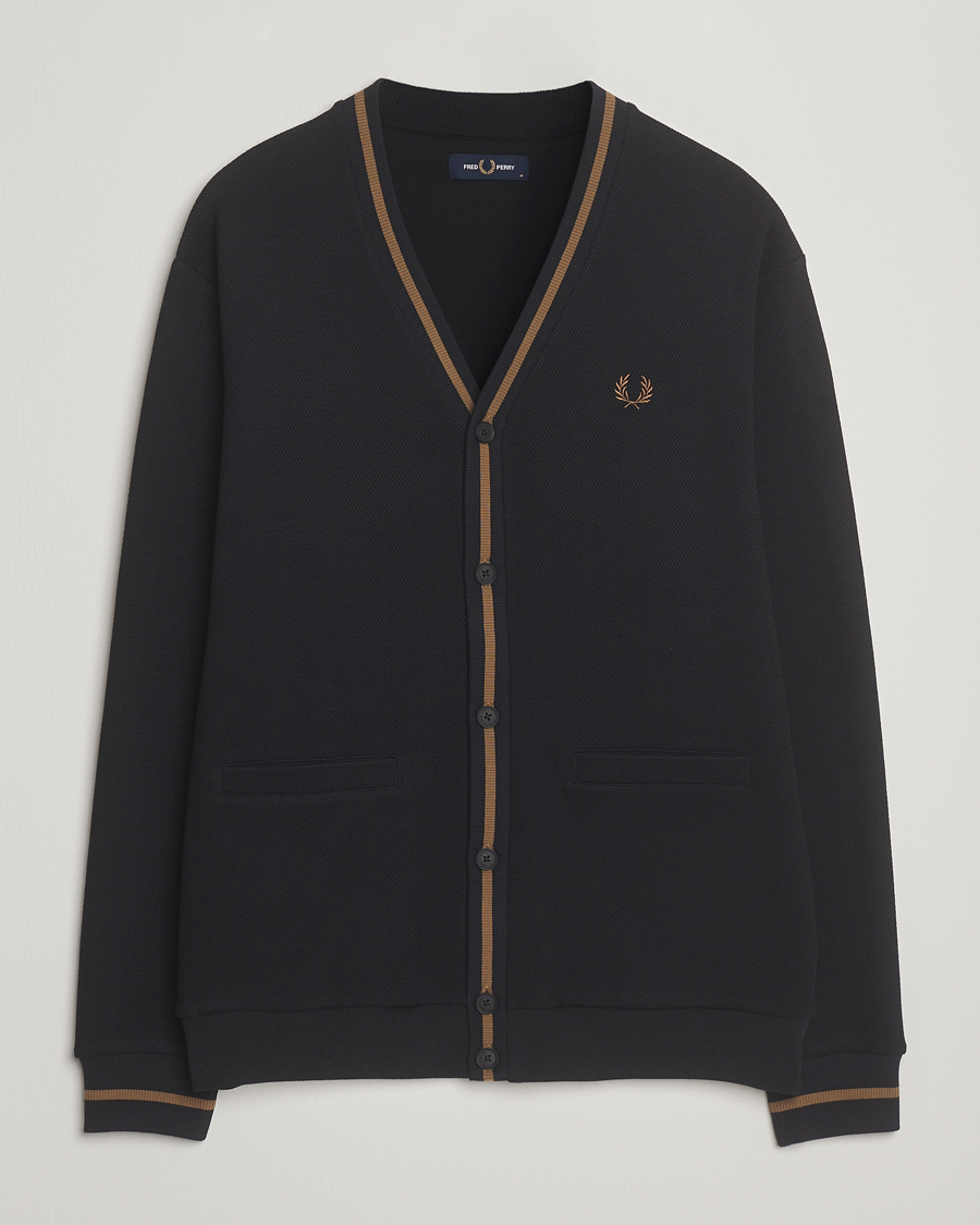 Herr | Tröjor | Fred Perry | Tipped Pique Textured Cardigan Black