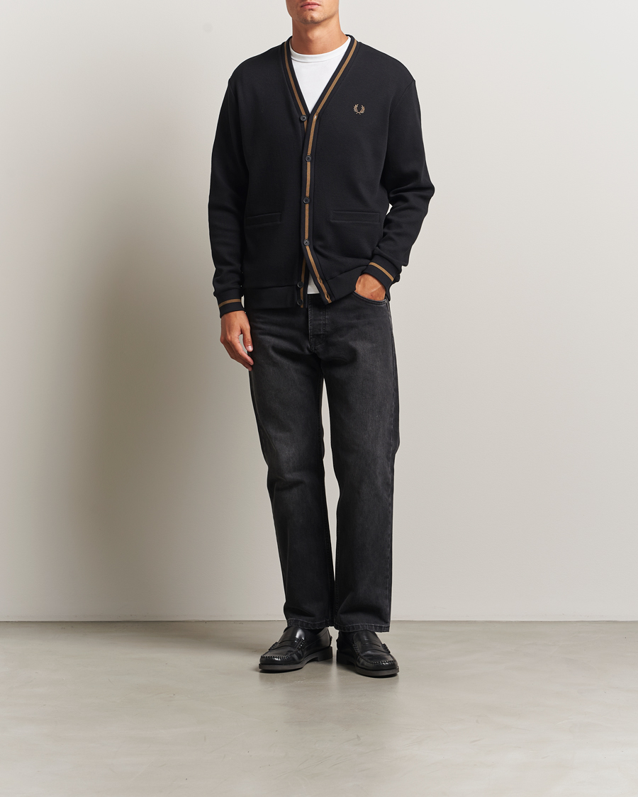 Herr | Tröjor | Fred Perry | Tipped Pique Textured Cardigan Black