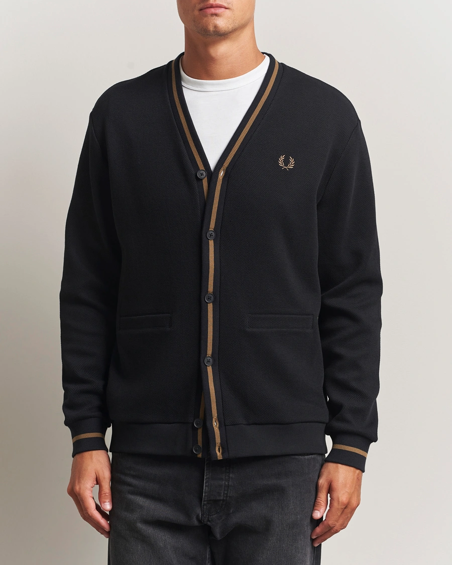 Herr | Tröjor | Fred Perry | Tipped Pique Textured Cardigan Black