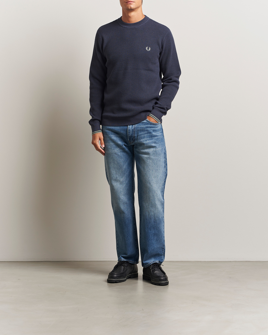 Herr | Tröjor | Fred Perry | Waffle Stitch Jumper Dark Airforce