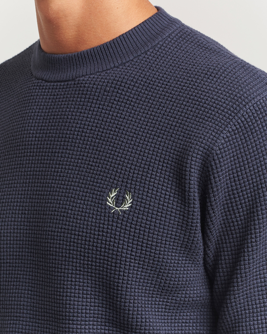 Herr | Tröjor | Fred Perry | Waffle Stitch Jumper Dark Airforce