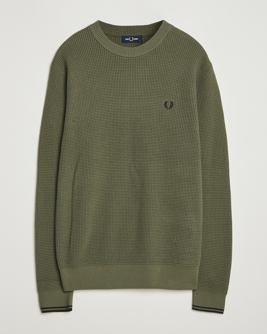 Herr | Tröjor | Fred Perry | Waffle Stitch Jumper Laurel Green