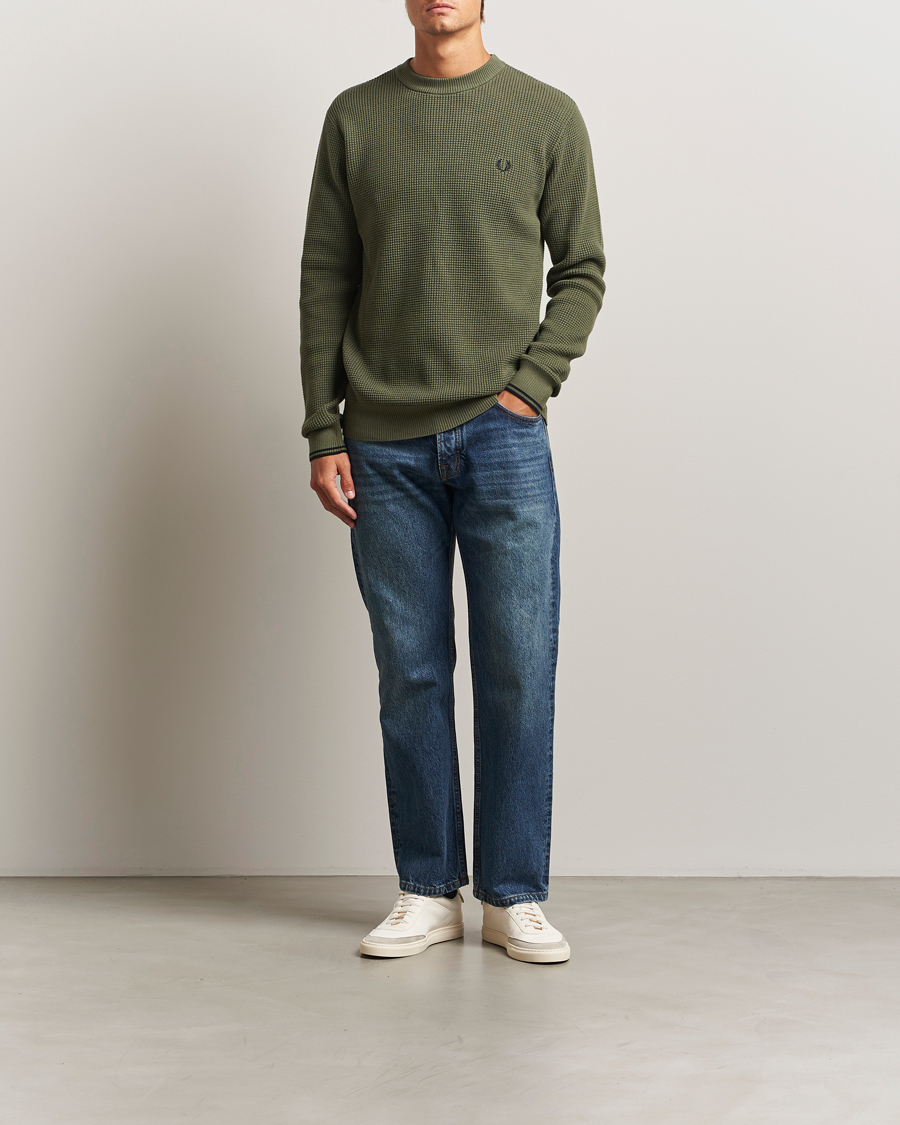 Herr | Tröjor | Fred Perry | Waffle Stitch Jumper Laurel Green