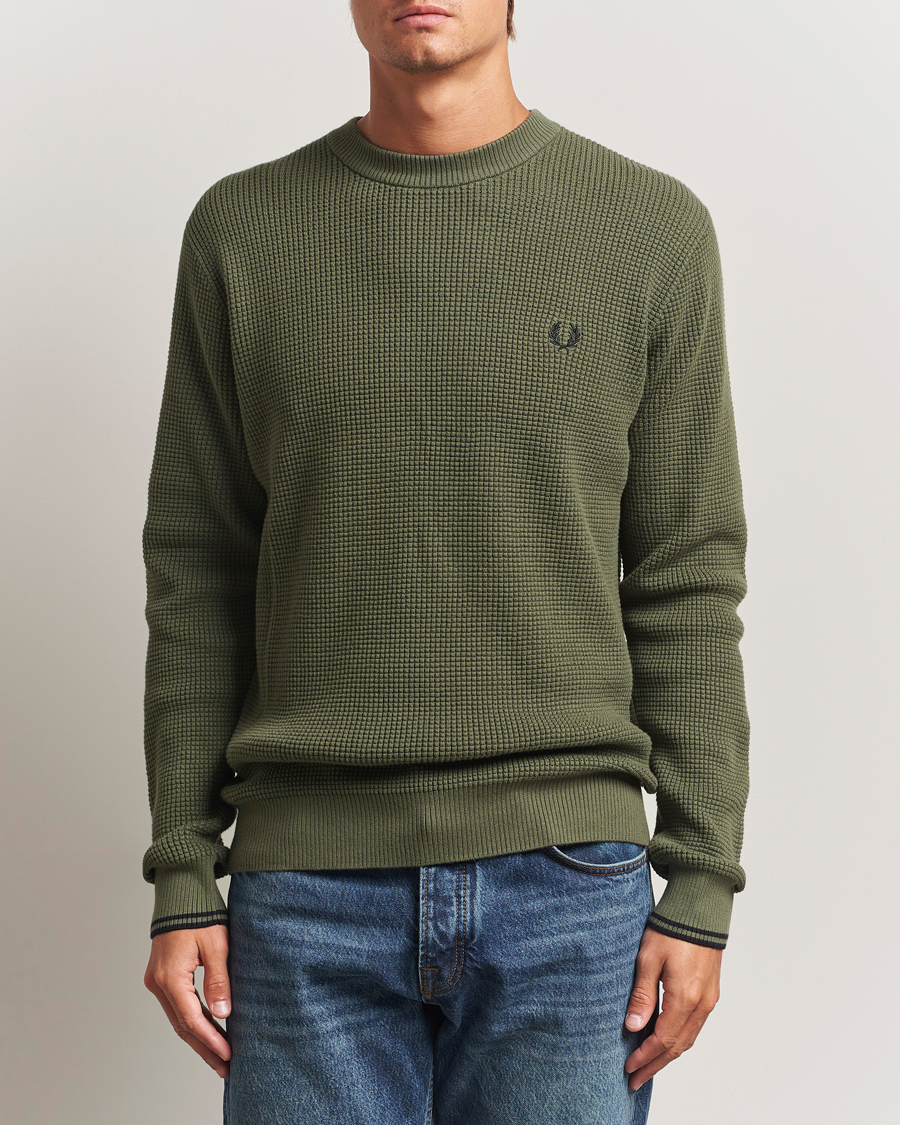 Herr | Tröjor | Fred Perry | Waffle Stitch Jumper Laurel Green