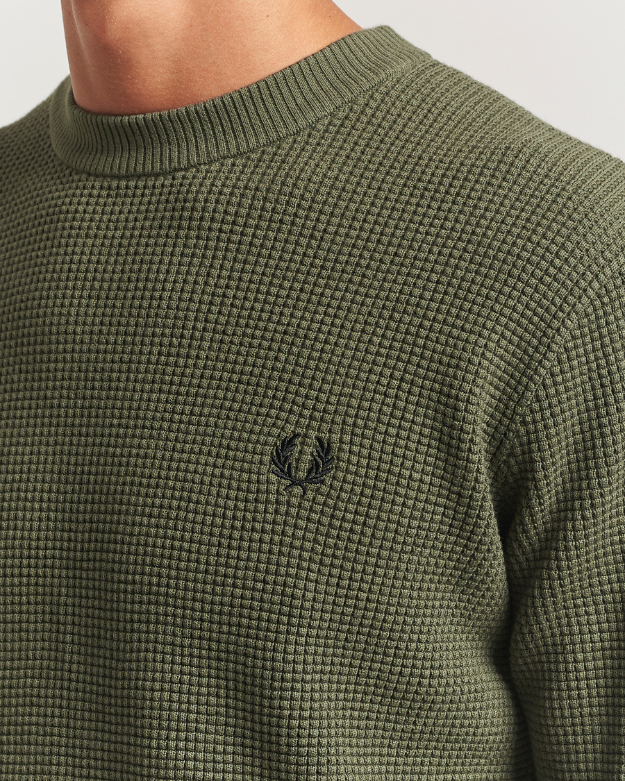 Herr | Tröjor | Fred Perry | Waffle Stitch Jumper Laurel Green