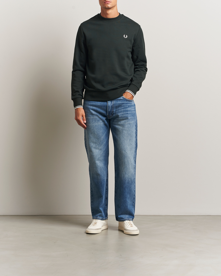 Herr | Tröjor | Fred Perry | Crew Neck Sweatshirt Night Green