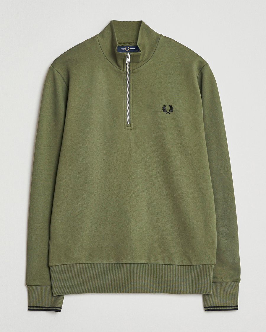 Herr | Tröjor | Fred Perry | Half Zip Sweatshirt Night Green