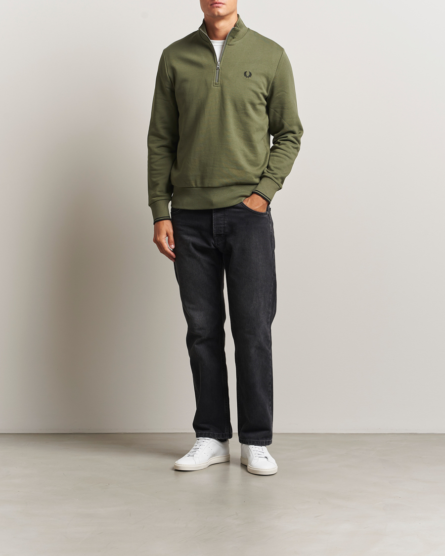 Herr | Tröjor | Fred Perry | Half Zip Sweatshirt Night Green