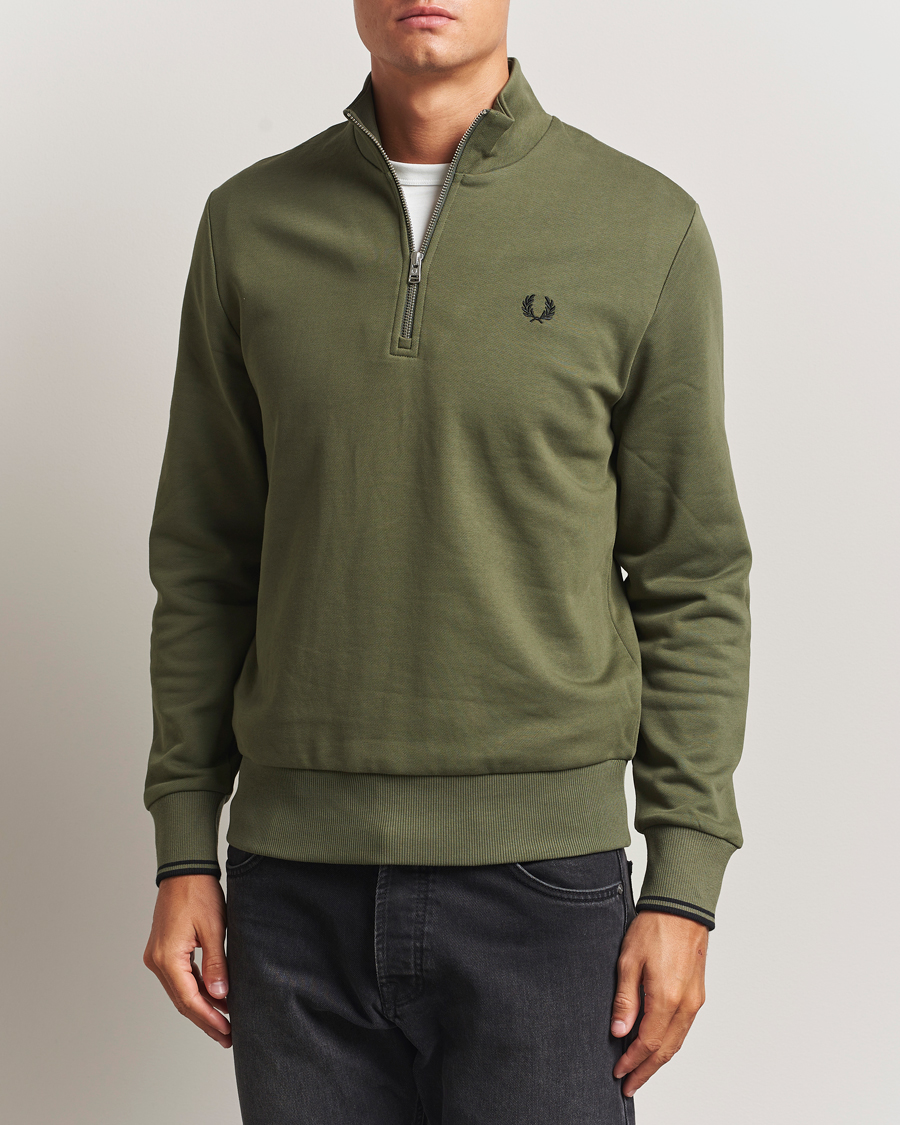 Herr | Tröjor | Fred Perry | Half Zip Sweatshirt Night Green