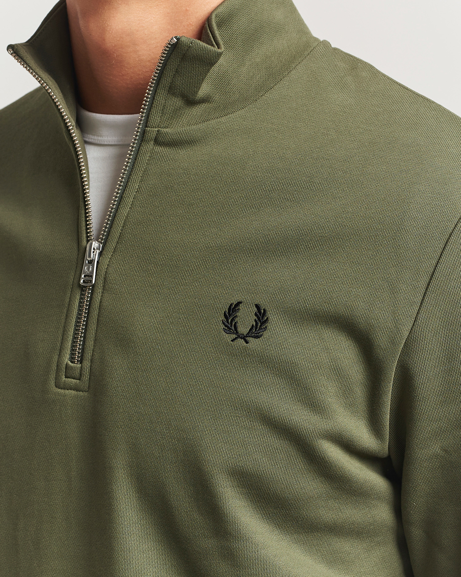 Herr | Tröjor | Fred Perry | Half Zip Sweatshirt Night Green