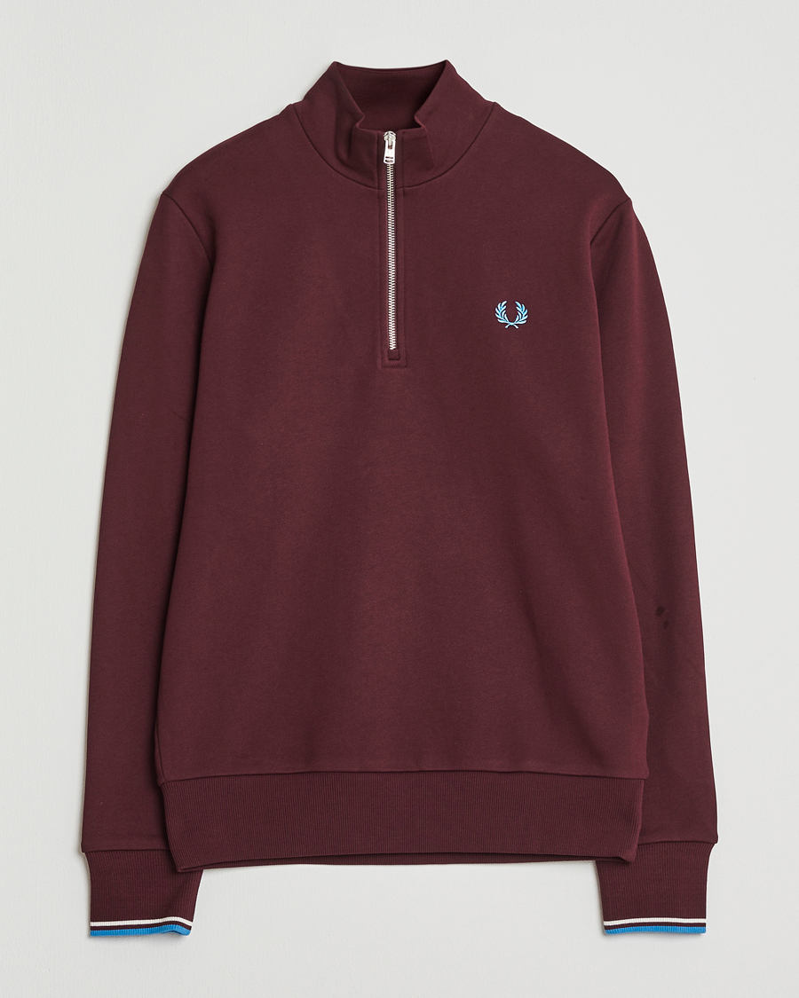Herr | Tröjor | Fred Perry | Half Zip Sweatshirt Oxblood