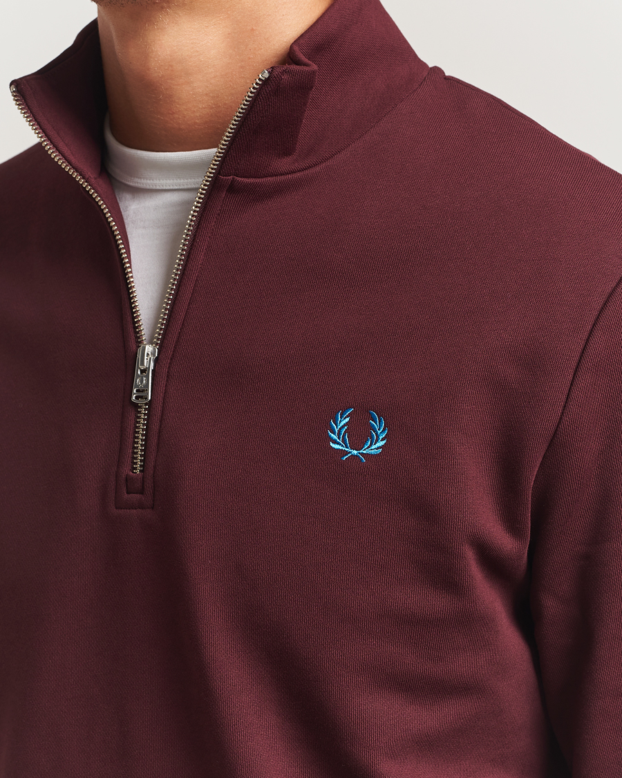 Herr | Tröjor | Fred Perry | Half Zip Sweatshirt Oxblood