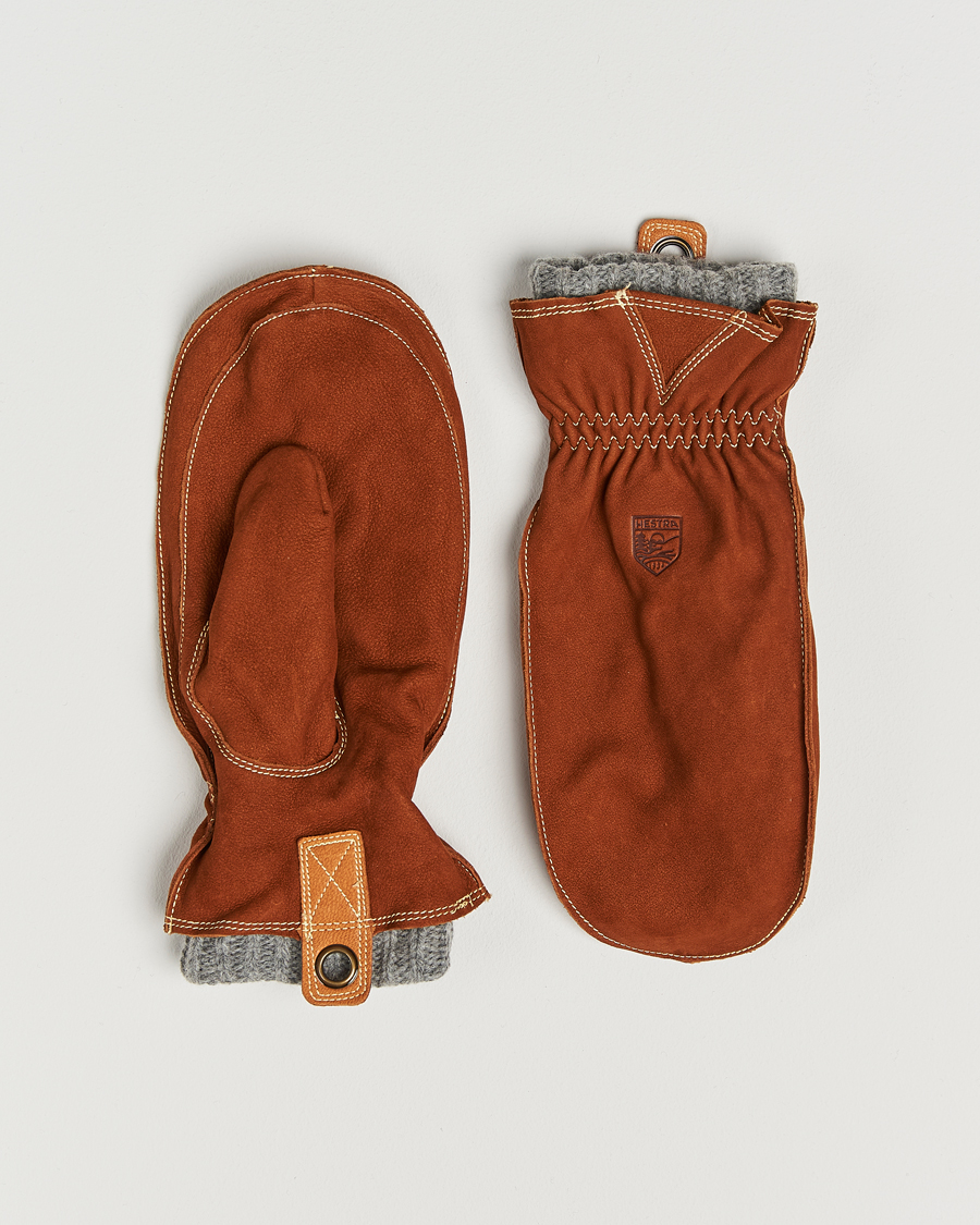 Herr | Handskar | Hestra | Oden Nubuck Wool Lined Mitt Cognac